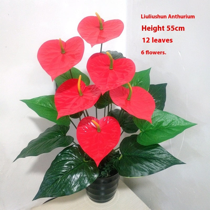 Artificial Green Plant 18 Head Anthurium Andraeanum Lind Flower
