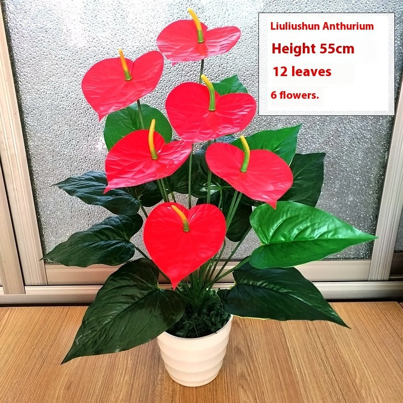 Artificial Green Plant 18 Head Anthurium Andraeanum Lind Flower
