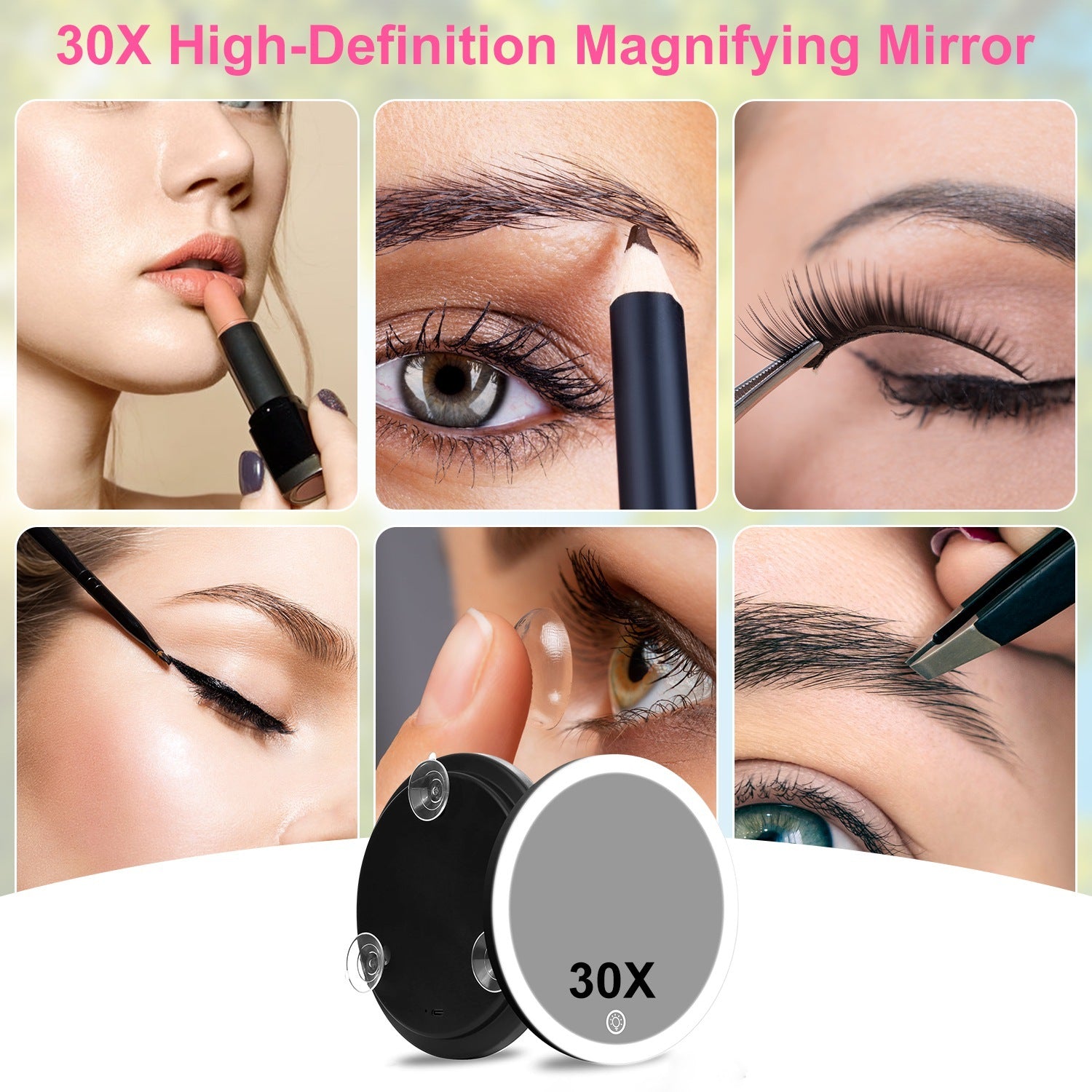 1Pc 30X Travel Magnifying Makeup Mirror