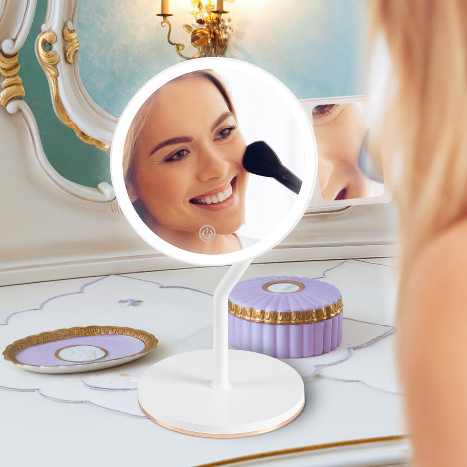 1Pc 7.48In 5X Magnifying Lighted Makeup Mirror