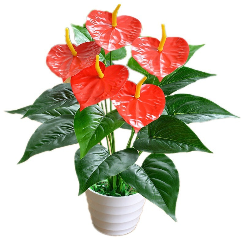 Artificial Green Plant 18 Head Anthurium Andraeanum Lind Flower